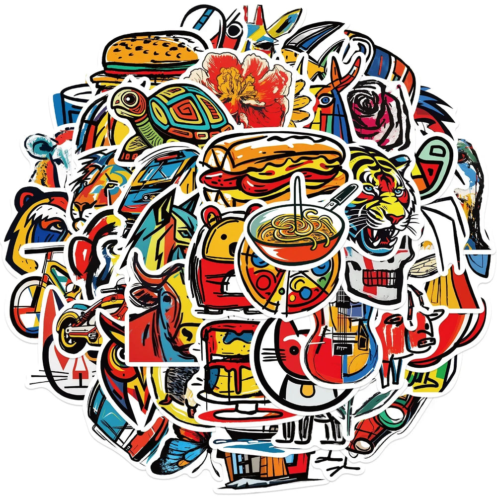 Cartoon Graffiti Stickers Decal Pack: Laptop, Motorcycle, Luggage, Snowboard, Fridge, Waterproof (ONLINE ORDER ONLY)