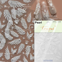 White Black Wings Feather Angel Demon Devil Dreamy Hot Stamping English Letter Adhesive Nail Art Stickers Manicure Tool Decals (Online Order Only)