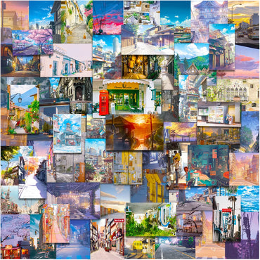 10/30/50PCS Cartoon View Street Landscape Stickers Aesthetic PVC Waterproof Decals Luggage Guitar Skateboard Sticker Decals Toys (ONLINE ORDER ONLY)