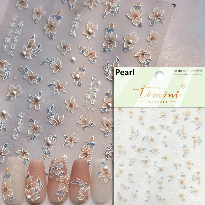 Red Azalea Rose Peony Crane Warbler Bird Fish Lily Chicken Rabbit Lobster Flower Retro Chinese Nail Art Sticker Decoration Decal (Online Order Only)