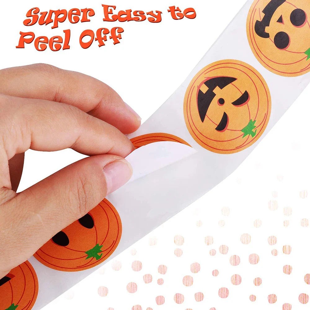100-500pcs Halloween Skeleton Round Sticker Envelope Sealing Labels Candy Bag Sticker Halloween Decoration Decor Pumpkin (Online Order Only)