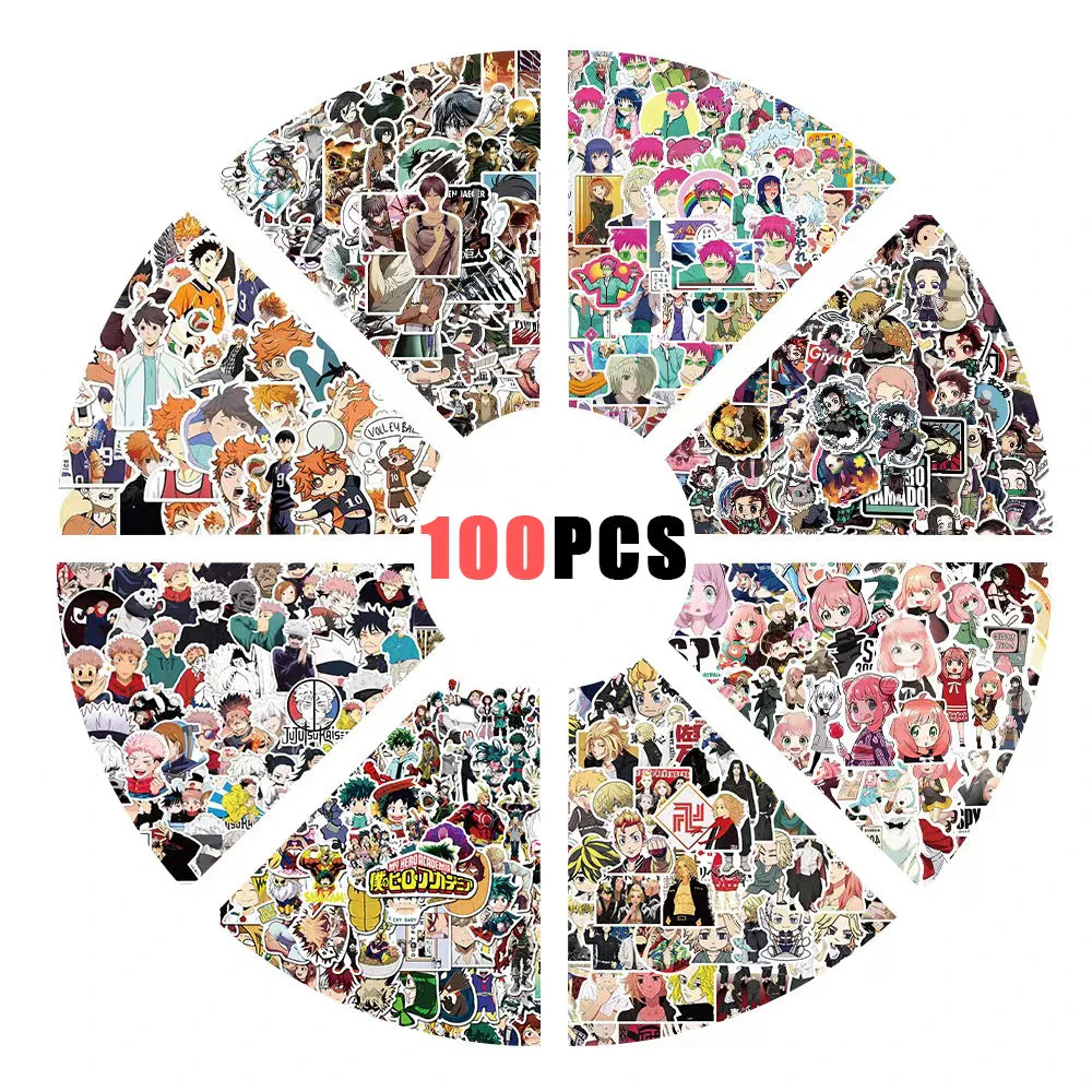 100pcs Anime Stickers Waterproof Decals for Notebook, Skateboard, Laptop, Phone, Luggage, Kids Gift (ONLINE ORDER ONLY)