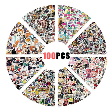100pcs Anime Stickers Waterproof Decals for Notebook, Skateboard, Laptop, Phone, Luggage, Kids Gift (ONLINE ORDER ONLY)