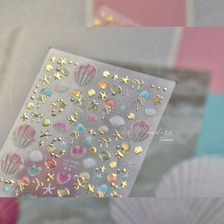 Dizzying Shell Coral Dolphin Starfish Heart Jellyfish Water Bubbles Ocean Adhesive Nail Art Decorations Stickers Manicure Decals (ONLINE ORDER ONLY)