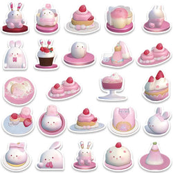 49pcs Cute Cartoon Pink Pudding Rabbits Stickers Vinyl Laptop Decals Luggage Phone Guitar Skateboard Waterproof Graffiti (ONLINE ORDER ONLY)