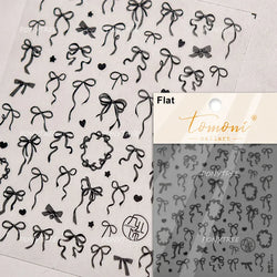 Black Rabbit Bunny Ribbon Bowknot Flower Cake Daisy Dessert Knife Fork Butterfly Self Adhesive Nail Art Stickers Manicure Decals (ONLINE ORDER ONLY)