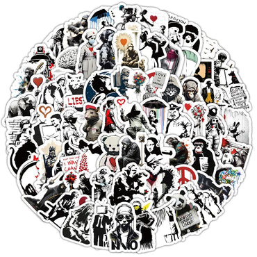 10/30/50/100pcs Cartoon Banksy Street Art Graffiti Stickers Decals Kids Toys Notebook Laptop Phone Notebook Decoration Sticker (Online Order Only)