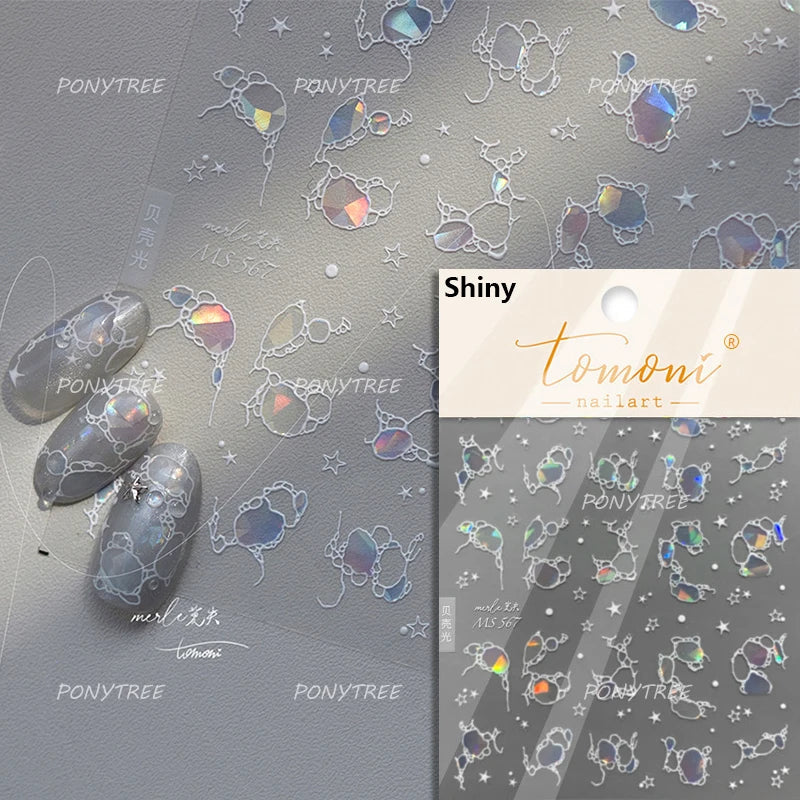 Lotus Leaf Brocaded Carp Koi Playing Goldfish Cavort Ripple Droplet Water Bubbles Self Adhesive Nail Art Stickers Manicure Decal (Online Order Only)