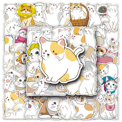 50Pcs Cat Cartoon Waterproof Vinyl Stickers for Skateboard Snowboard (Online Order Only)