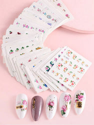 55pcs Floral Lace Nail Stickers Set Glitter Charms Decals for Manicure Decorations (ONLINE ORDER ONLY)