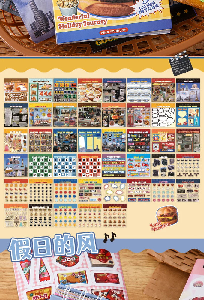 45 Sheets 4 Various Styles of Sticker Books Cute Cut Film Sticker Journal Handbook Scrapbooking Kawaii Decoration Sticker Gift (ONLINE ORDER ONLY)