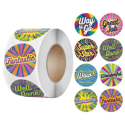 100-500pcs Cute Reward Stickers Roll with Word Motivational Stickers for School Teacher Kids Student Stationery Stickers Kids (Online Order Only)