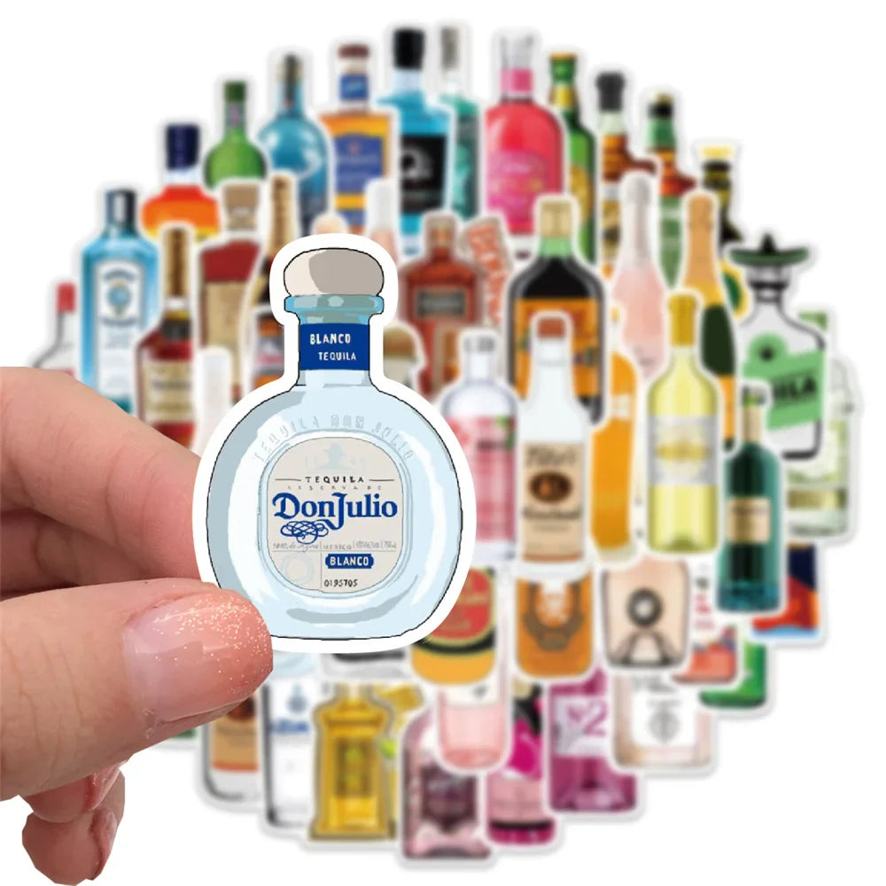 50/67pcs Alcohol Wine Bottle Vintage Beer Stickers for Ipad Scrapbooking Material Adesivos Journal Sticker Scrapbooking Supplies (ONLINE ORDER ONLY)
