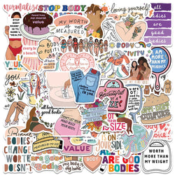 50pcs Body Positive Graffiti Stickers for Girls Notebook Scrapbooking Gifts (Online Order Only)