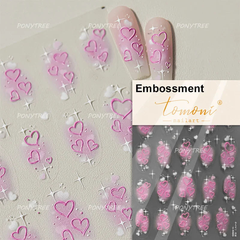 Black Punk Star Heart Laser Stroke Dark Wind Sexy Water Droplet Delicate Adhesive Nail Art Decorations Stickers Manicure Decals (ONLINE ORDER ONLY)