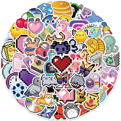 10/30/65PCS INS Style Cute Pixel Cartoon Aesthetic Stickers Laptop Phone Scrapbook Notebook DIY Luggage Graffiti Sticker Kid Toy (ONLINE ORDER ONLY)
