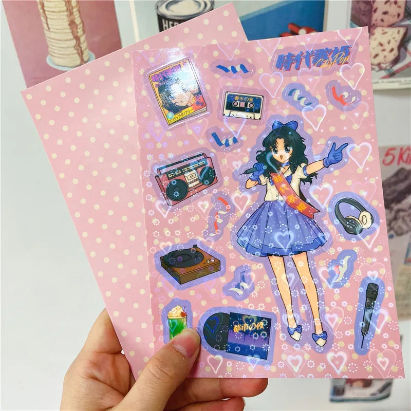 Cute Retro Comic Girl Stickers Diary Scrapbooking DIY Album Decoration Sticker Couple Aesthetic Kawaii Stationery Stick Label (ONLINE ORDER ONLY)