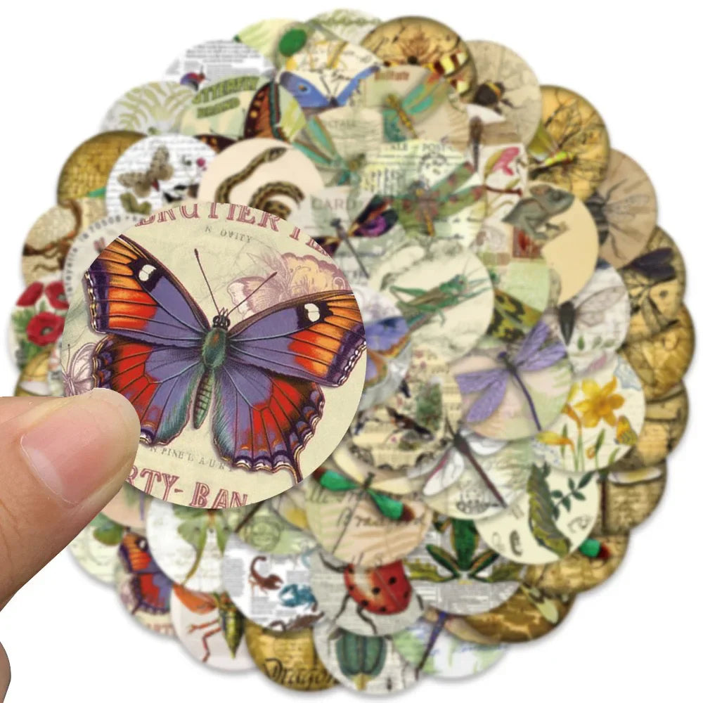 Cartoon Insect Specimen Stickers for Phone Laptop Luggage Skateboard Decals Kids Toy (Online Order Only)
