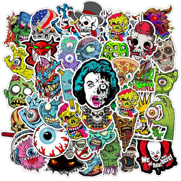 10/30/50PCS Horror Series Skull Zombie Cool Stickers Laptop Guitar Luggage Waterproof Graffiti Sticker Decal Kid Classic Toys (Online Order Only)
