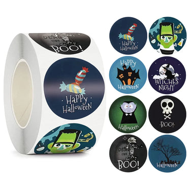 100-500pcs Halloween Pumpkin Witch Self Adhesive Paper Stickers Candy Bags Box Gift Packaging Sealing Sticker Labels (ONLINE ORDER ONLY)