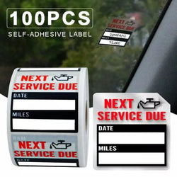 100pcs/roll Oil Change Maintenance Service Reminder Stickers Adhesive Window Labels Car Sticker "NEXT SERVICE DUE" (ONLINE ORDER ONLY)