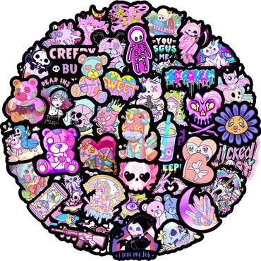10/30/50PCS Cute Gothic Horror Halloween Skull Stickers Graffiti DIY Skateboard Phone Motorcycle Notebook Bike PVC Car Sticker (Online Order Only)
