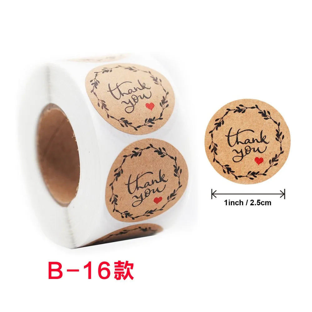 50-500pcs Round Natural Kraft Handmade Thank You Stickers Scrapbooking For Gift Baking Package Adhesive Sticker Seal Labels (ONLINE ORDER ONLY)