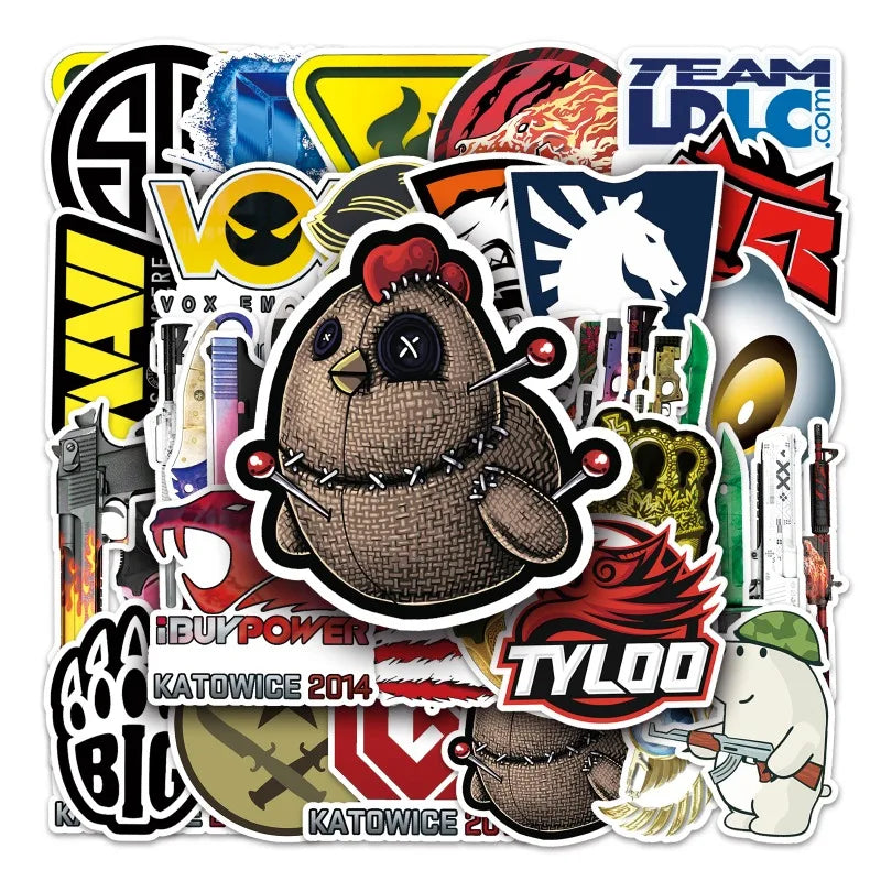 52pcs CS GO Game Stickers for Laptop, Phone, Scooter, Suitcase, Water Bottle, Stationery, Refrigerator (Online Order Only)