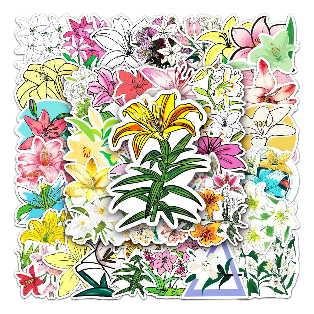 50Pcs Lily Cartoon Waterproof Vinyl Stickers for Skateboard Snowboard (ONLINE ORDER ONLY)