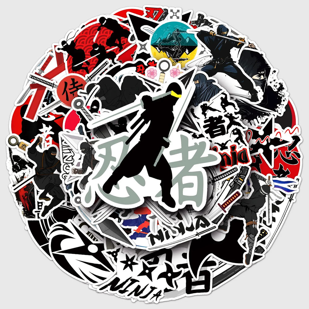 Ninja Cartoon Stickers for Phone Laptop Luggage Skateboard - 10/30/50PCS Fun Decals for Kids (Online Order Only)