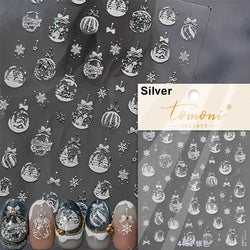 Winter Dreamy Hot Stamping Romantic White Pink Snowflakes Hexagon 3D Self Adhesive Nail Art Stickers Christmas Manicure Decals (ONLINE ORDER ONLY)