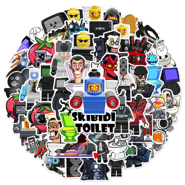 10/30/50/100PCS Skibidi Toilet Sticker Graffiti PVC Waterproof Notebook Laptop Fridge Bike Wall Funny Cartoon Decals Kids Toys (ONLINE ORDER ONLY)