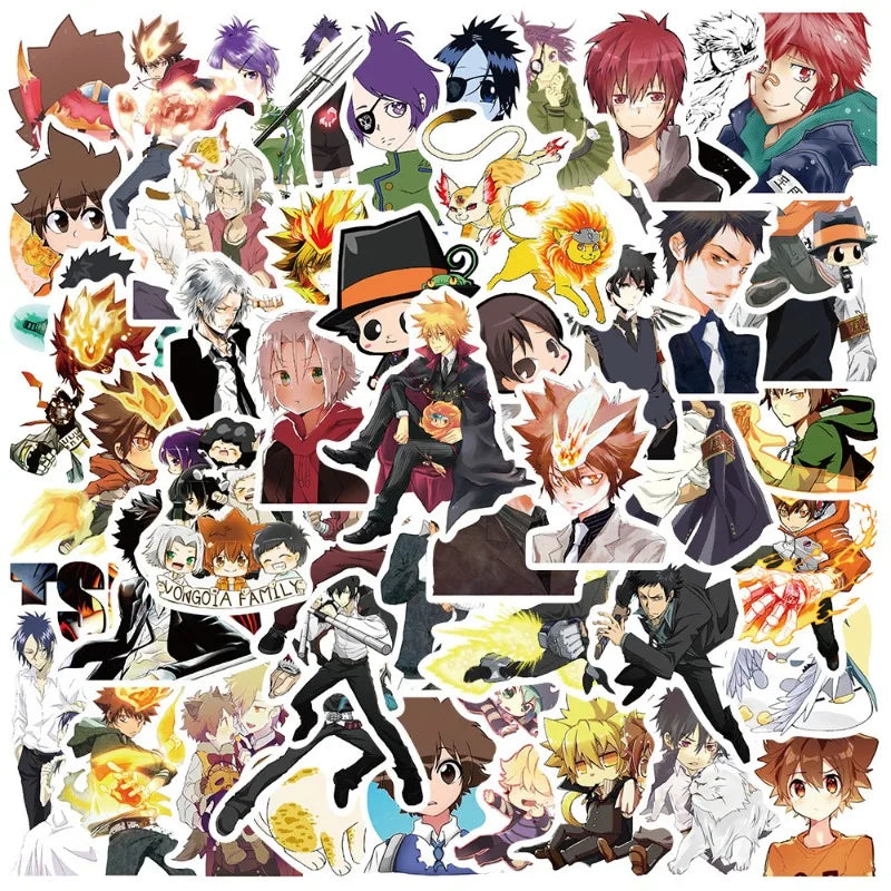 50pcs Katekyo Hitman Reborn Anime Stickers for Luggage, Water Bottles, Phones, Laptops, Scooters, Fridges (Online Order Only)