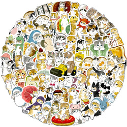 Cute Cat Cartoon Stickers Pack - Kawaii Animal Kids DIY Laptop Scrapbook Guitar Car Decals (ONLINE ORDER ONLY)