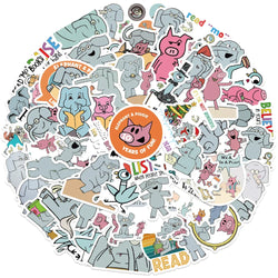50pcs Funny Elephant and Piggie Stickers Cute Cartoon Anime Water Bottle Sticker Luggage Laptop Diary Waterproof Vinyl Decals (ONLINE ORDER ONLY)