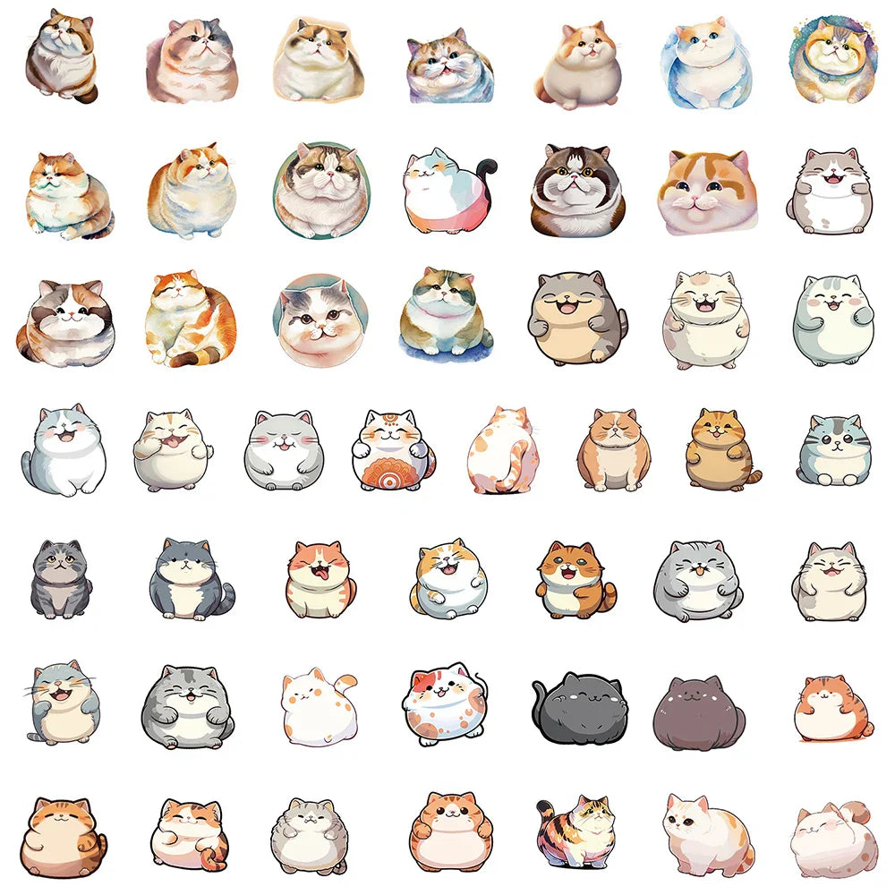 10/30/50pcs Kawaii Cat Cartoon Waterproof Stickers Cute Laptop Travel Luggage Phone Case Graffiti Sticker for Kids Classic Toys (Online Order Only)