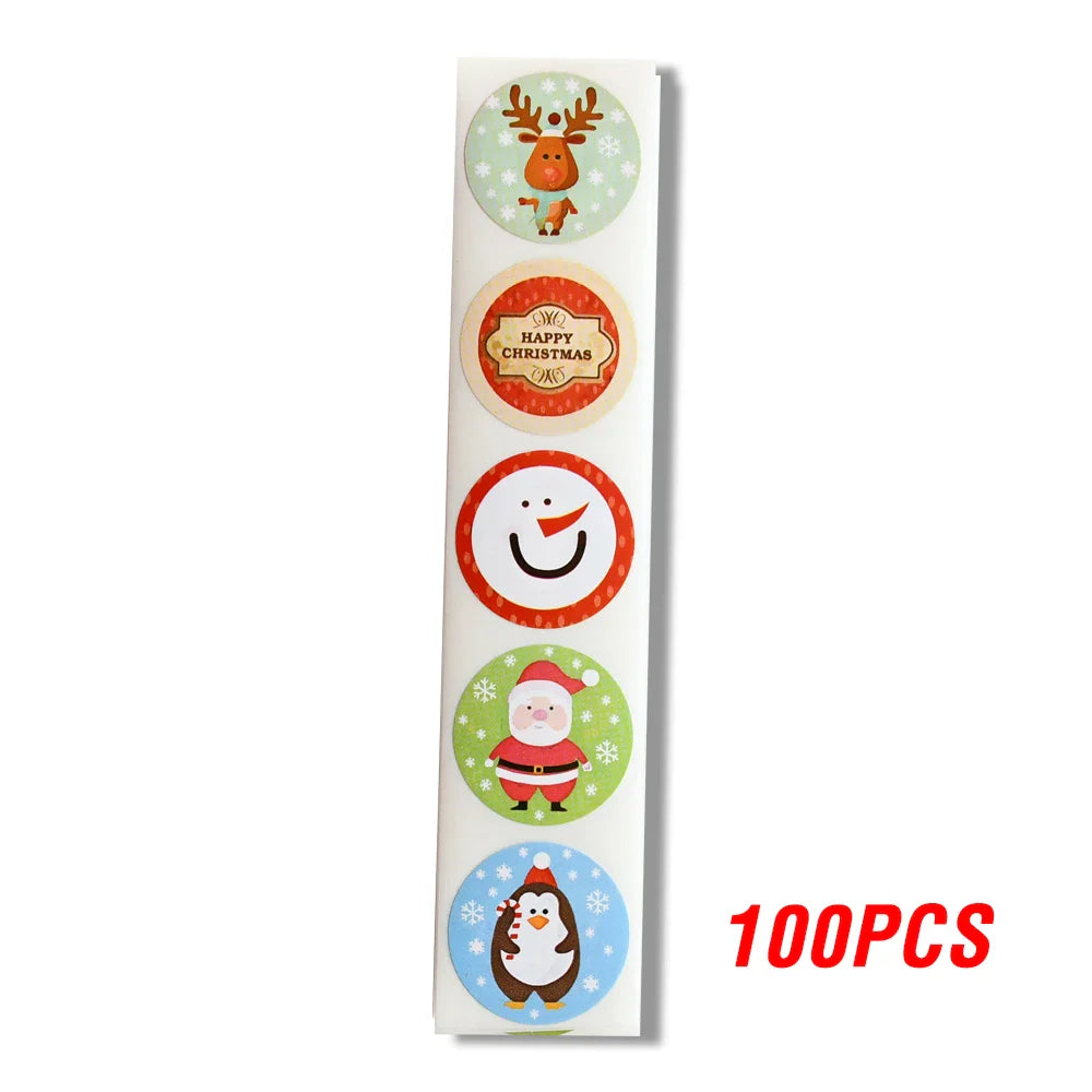100-500pcs Christmas Sticker Cartoon Christmas Tree Santa Claus Paper Label Merry Christmas Cute Stickers Stationery Stickers (ONLINE ORDER ONLY)