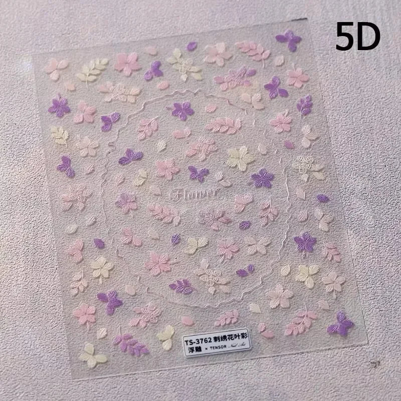 Autumn Fall Maple Leaves Ginkgo Leaf Osmanthus Chrysanthemums Rabbit Bunny Plant Flower Relief Nail Art Sticker Decoration Decal (ONLINE ORDER ONLY)