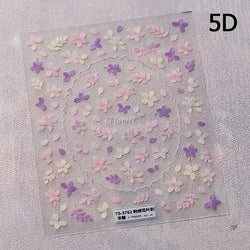 Autumn Fall Maple Leaves Ginkgo Leaf Osmanthus Chrysanthemums Rabbit Bunny Plant Flower Relief Nail Art Sticker Decoration Decal (ONLINE ORDER ONLY)