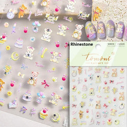 Cute Mango Dog Puppy Bear Bichon Blueberries Strawberry Cake Fruit Juice Desserts Corgi Adhesive Nail Art Sticker Manicure Decal (Online Order Only)