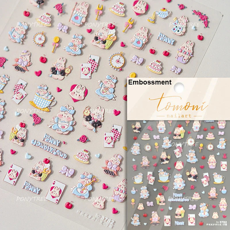 Hot Stamping Pearl Mahjong Get Rich Winning Card Bowknot Self Adhesive Nail Art Stickers Character Photo Frame Manicure Decals (Online Order Only)
