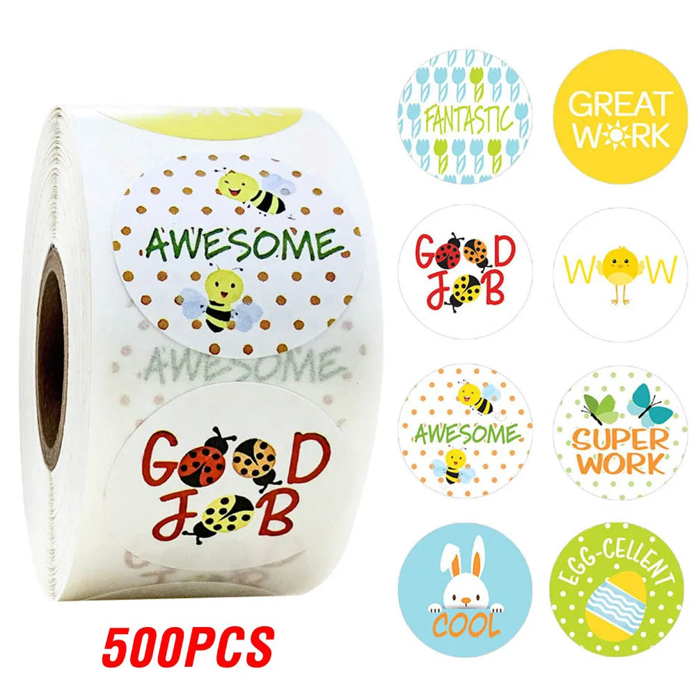 100-500pcs Cartoon Cute Animals Reward Stickers Teacher Motivational Kids Sticker School Student Encouragement Stationery (ONLINE ORDER ONLY)