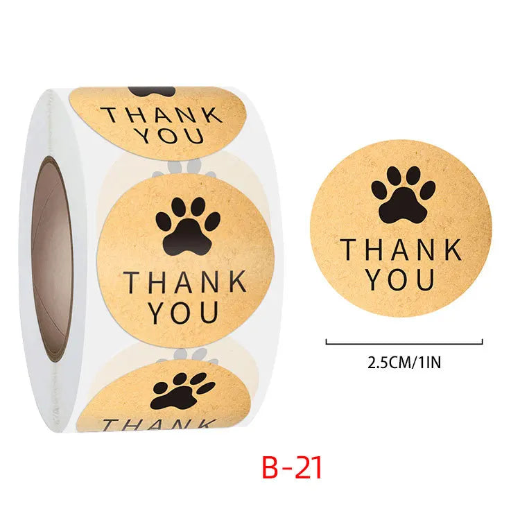 100-500 Pcs 2.5CM 1inch Round Gift Sealing Thank You Stickers Animal Foot Design Festival Party Wedding Decorations Labels (ONLINE ORDER ONLY)