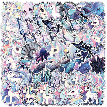 10/30/50pcs Cute Unicorn Graffiti Aesthetic Stickers Cartoon Decals Notebook Laptop Phone Suitcase Decoration Sticker Kids Toys (ONLINE ORDER ONLY)