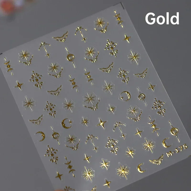 Bronzing Jelly Laser Snowflake Christmas Hot 5D Soft Embossed Relief Self Adhesive Nail Art Decoration Sticker 3D Manicure Decal (ONLINE ORDER ONLY)