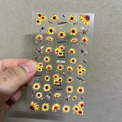 1pc Chic Sunflower 5D Nail Art Stickers Self-Adhesive Waterproof & Sustainable Decals for DIY Manicure Perfect for All Seasons * (ONLINE ORDER ONLY)