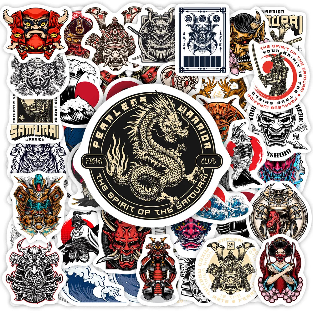Japanese Samurai Stickers Bushido Demon Mask Evil Ghost Gift DIY for Motorcycle Helmet Drawing Board Guitar Phone Laptop Sticker (ONLINE ORDER ONLY)