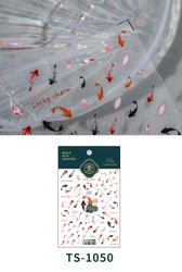Chinese Black Red Lucky Carp Fish 3D Self Adhesive Nail Art Stickers 5D Soft Relief Nail Phone Decals Goldfish Beach Sea Summer (ONLINE ORDER ONLY)