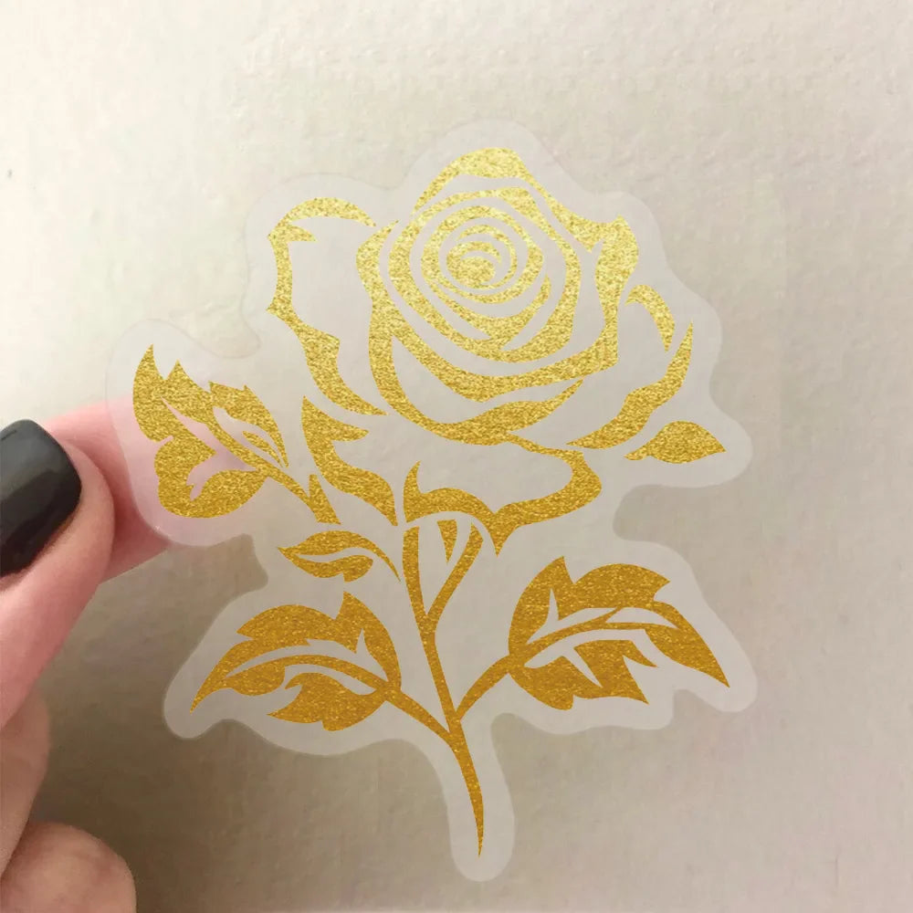 10/30/50PCS Transparent Stickers Golden Graffiti Decoration Plant DIY Sticker Aesthetics Toy Laptop Phone Guitar Car Bike Decals (ONLINE ORDER ONLY)