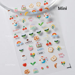 Rabbit Bunny Bear Flower Lace Bowknot Retro Frame Rose Self Adhesive Nail Art Decoration Stickers Chic Manicure Decals Wholesale (ONLINE ORDER ONLY)